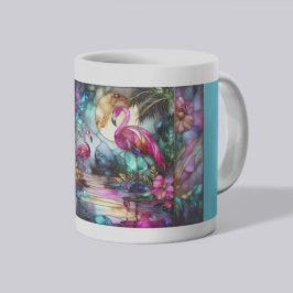 Buntglas-Flamingo-Mondgarten Tasse