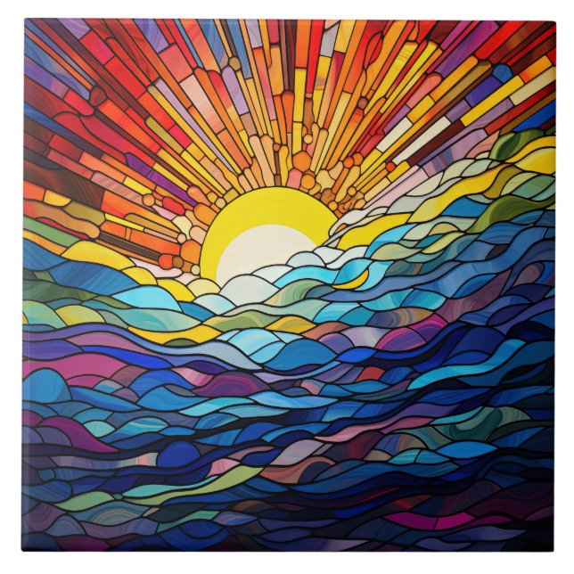  Buntglas  Fliese (Vorderseite)