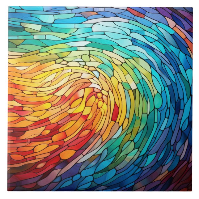  Buntglas  Fliese (Vorderseite)