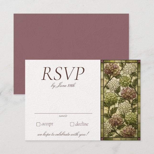 Buntglas-Gartenhochzeit RSVP Karte (Vorne/Hinten)