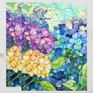 Buntglas Hortensien Blumen Decoupage Tissue