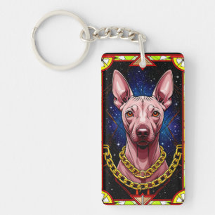Buntglas Hund mit sternenklaren Hintergrund Schlüsselanhänger