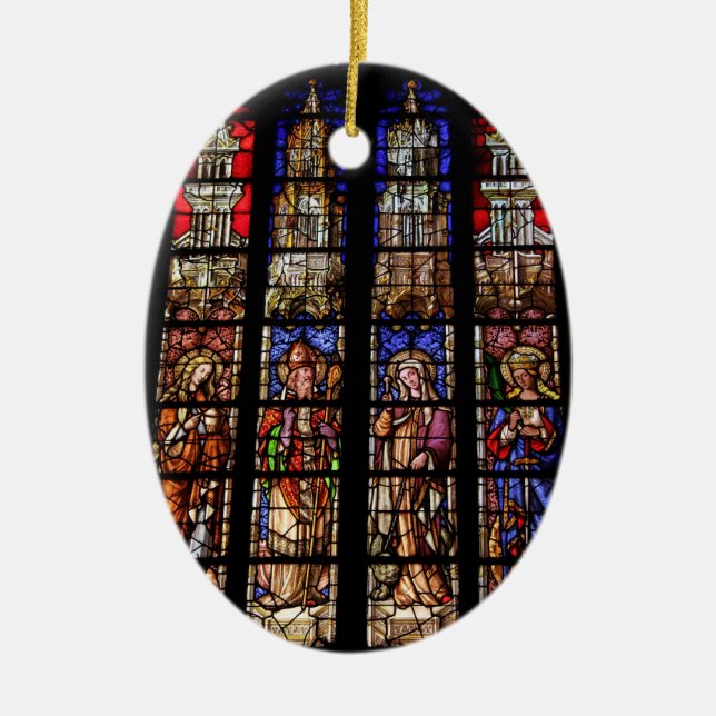 Buntglas in einer Kirche in Aix-en-Provence Keramikornament (Vorne)