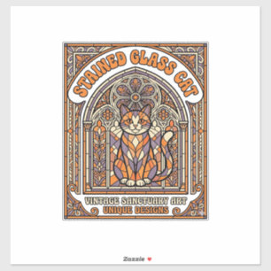 Buntglas Katze Katze Buntglas Kirche Vintage Aufkleber