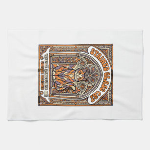 Buntglas Katze Katze Buntglas Kirche Vintage Geschirrtuch