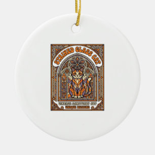 Buntglas Katze Katze Buntglas Kirche Vintage Keramik Ornament