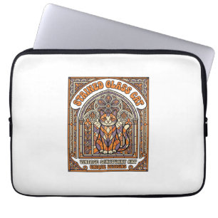 Buntglas Katze Katze Buntglas Kirche Vintage Laptopschutzhülle