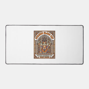 Buntglas Katze Katze Buntglas Kirche Vintage Schreibtischunterlage