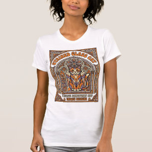 Buntglas Katze Katze Buntglas Kirche Vintage T-Shirt