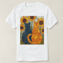 Buntglas-Katzen und Sonnenblumen-Kunstdesign