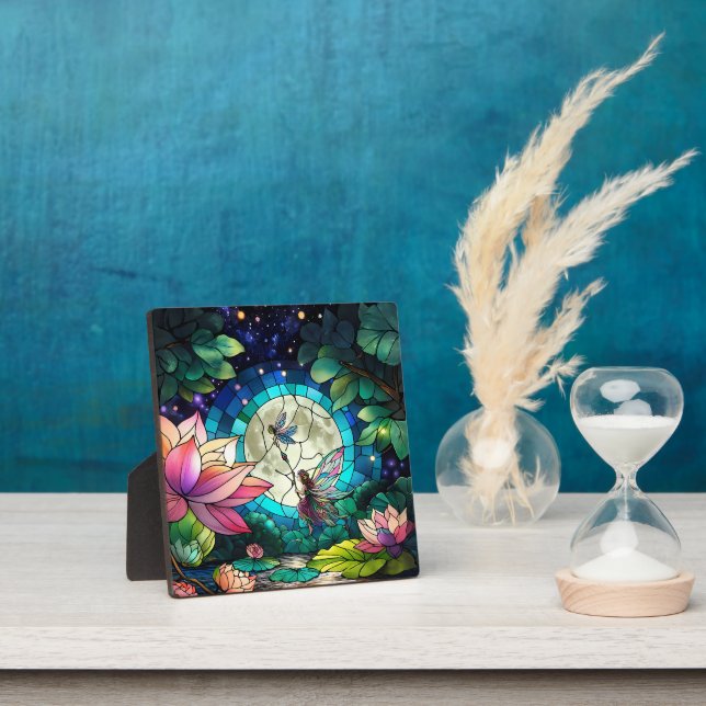 Buntglas Kleine Fee mit Libelle Fotoplatte (InSitu)