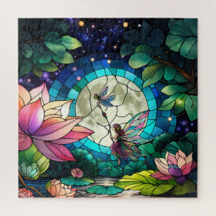 Buntglas Kleine Fee mit Libelle Puzzle