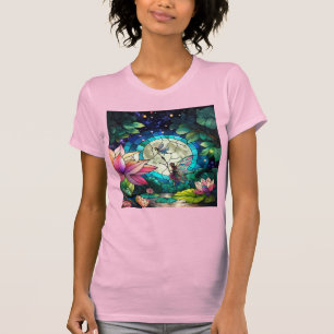 Buntglas-Kleine Fee mit Libelle T-Shirt
