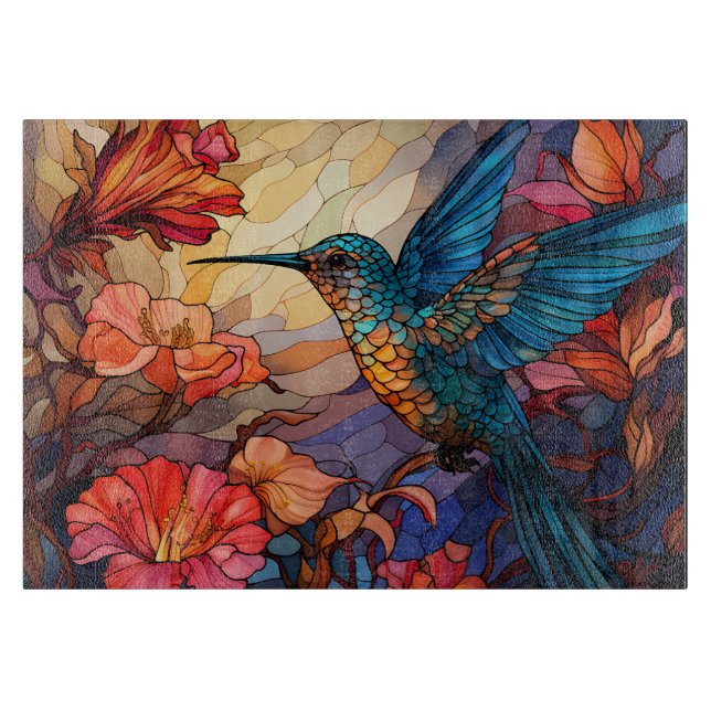 Buntglas Kolibri Schneidebrett (Vorderseite)