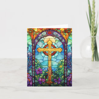 Buntglas-Kreuz Einladung