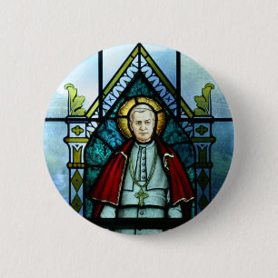 Buntglas-Kunst Papst-Saint Pius X Button