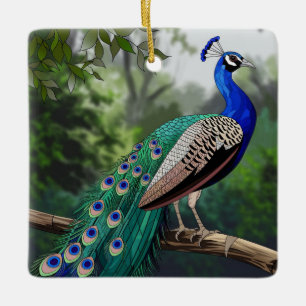 Buntglas Kunst, Pfau Buntglas Keramikornament