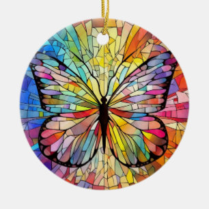 Buntglas Kunst, Regenbogen Schmetterling Buntglas Keramik Ornament