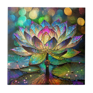 Buntglas Lebendige Lotusblume Fliese