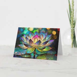 Buntglas Lebendige Lotusblume Karte