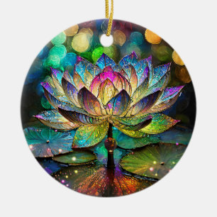 Buntglas Lebendige Lotusblume Keramik Ornament