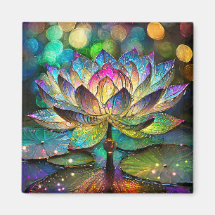 Buntglas Lebendige Lotusblume Magnet
