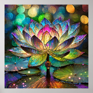 Buntglas Lebendige Lotusblume Poster