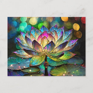 Buntglas Lebendige Lotusblume Postkarte