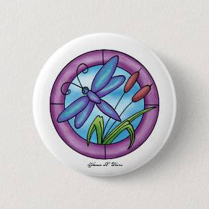 Buntglas-Libelle Button