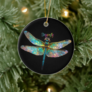 Buntglas Libelle Keramik Ornament