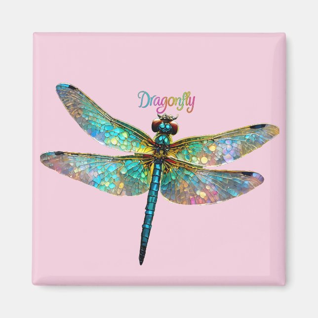 Buntglas Libelle Magnet (Vorne)