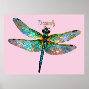 Buntglas Libelle Poster