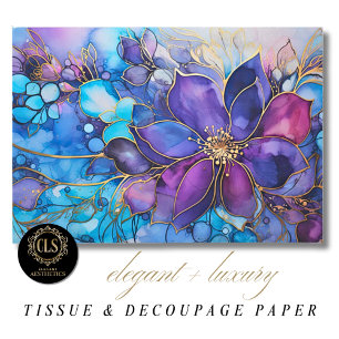 Buntglas Lila Blaue Blumen Luxus-Ästhetik Seidenpapier