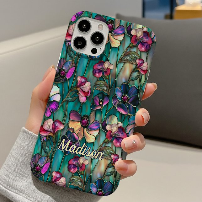 Buntglas lila floral Case-Mate iPhone hülle (Von Creator hochgeladen)
