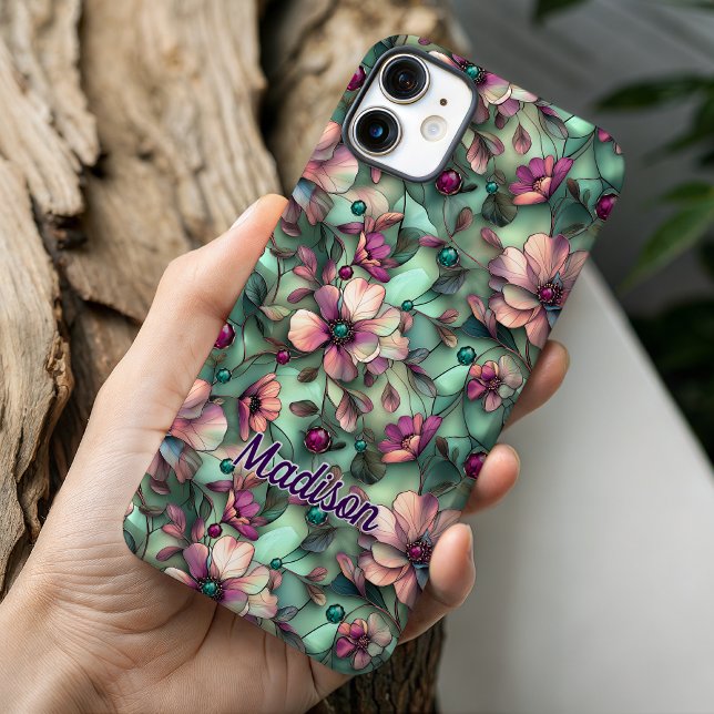 Buntglas lila Minze floral Case-Mate iPhone Hülle (Von Creator hochgeladen)