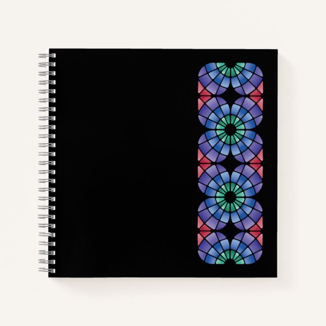 Buntglas (Linear - Mitternacht) Notizbuch (Vorderseite)
