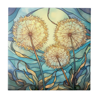 Buntglas-Löwenzahn-Illustration Fliese