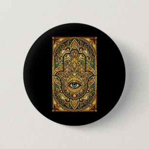 Buntglas-Mandala-Hamsa-Hand Spirituelle Meditation Button