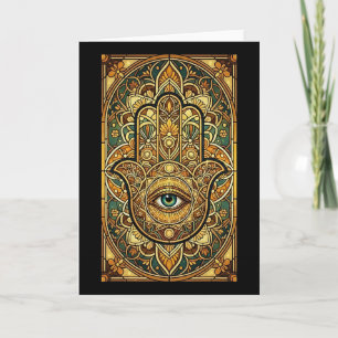 Buntglas-Mandala-Hamsa-Hand spirituelle Meditation Karte