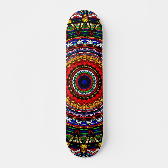 Buntglas-Mandala Skateboard (Vorne)