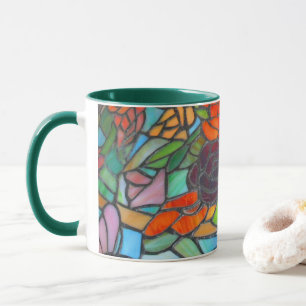 Buntglas-Marone-Rosen-Blumen-Kaffeetasse Tasse