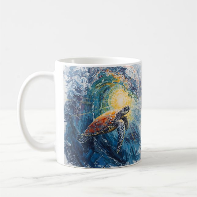 Buntglas Meeresschildkröte Kaffeetasse (Links)