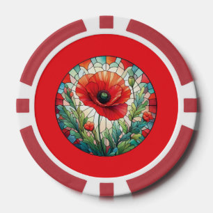 Buntglas-Mohnblume Pokerchips