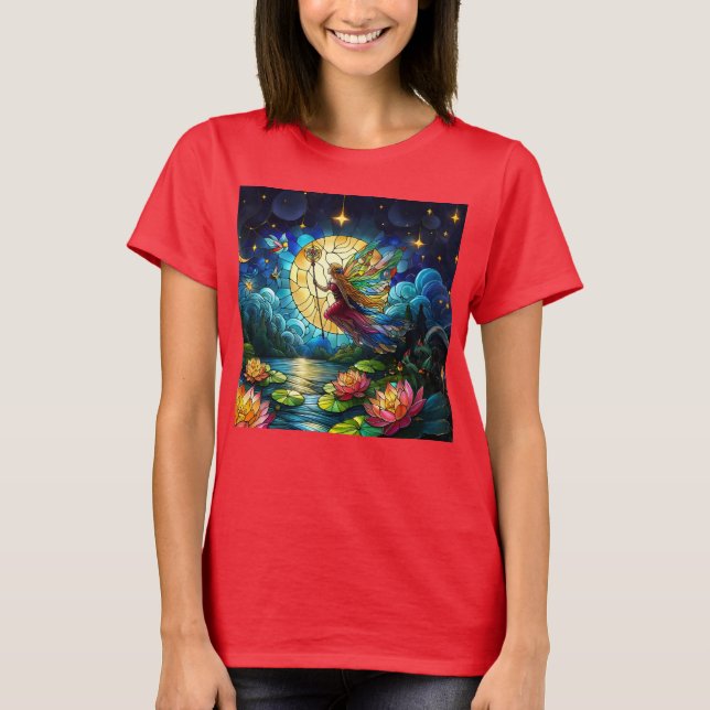 Buntglas Mondlicht Flug Fee  T-Shirt (Vorderseite)
