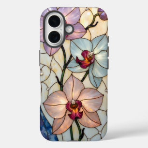 Buntglas-Orchideenblüten iPhone 16 Hülle