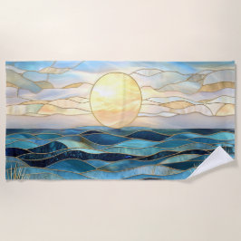 Buntglas-Ozean-Sonnenuntergangs-Strandtuch Strandtuch