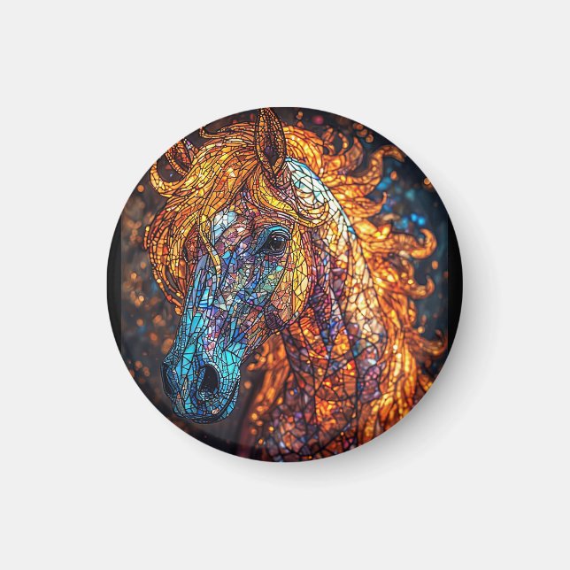 Buntglas-Pferd-Design Magnet (Vorne)