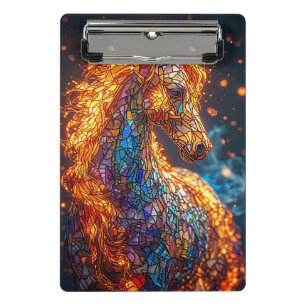 Buntglas-Pferd-Design Mini Klemmbrett