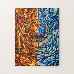 Buntglas-Phoenix-Eisdrache-Puzzle Puzzle
