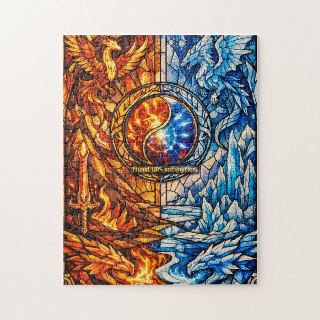 Buntglas-Phoenix-Eisdrache-Puzzle Puzzle (Vertikal)